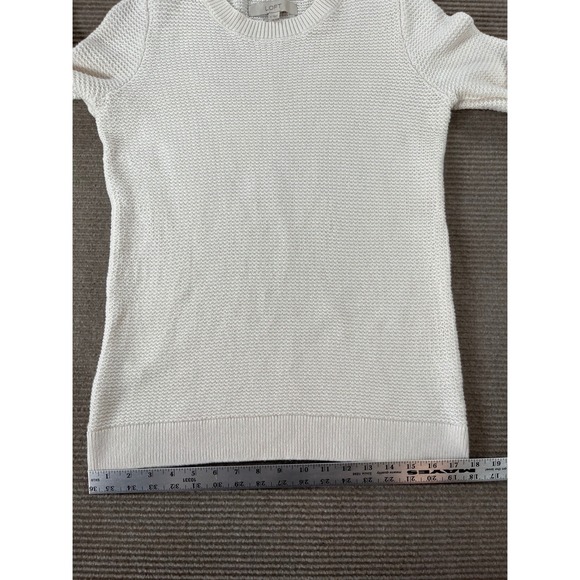 Loft Cream Textured Honeycomb Knit Sweater Womens Medium Button Cuff Long Sleeve - Picture 6 of 12